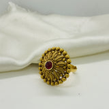 Ruby Sunburst Gold Statement Ring