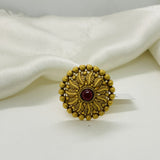 Ruby Sunburst Gold Statement Ring