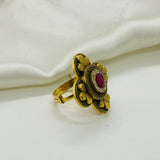 Ruby Clover Gold Statement Ring