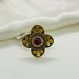 Ruby Clover Gold Statement Ring