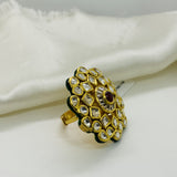 Regal Ruby Polki Gold Ring