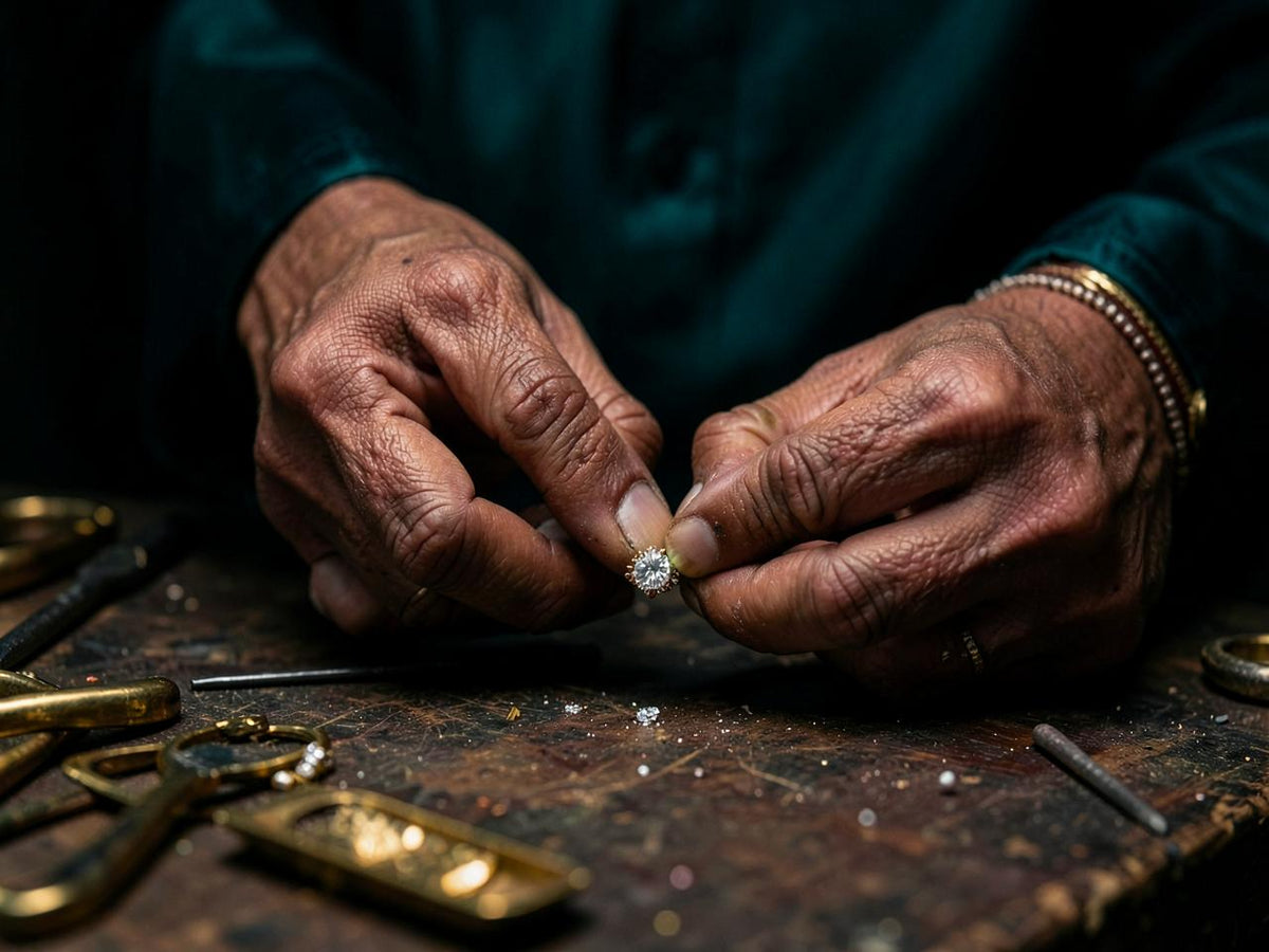 Artisan carefully crafting fine jewellery